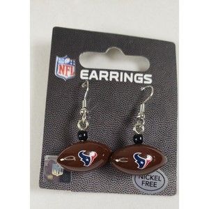 Houston Texans Team Logo Dangle Football Pierced Earrings